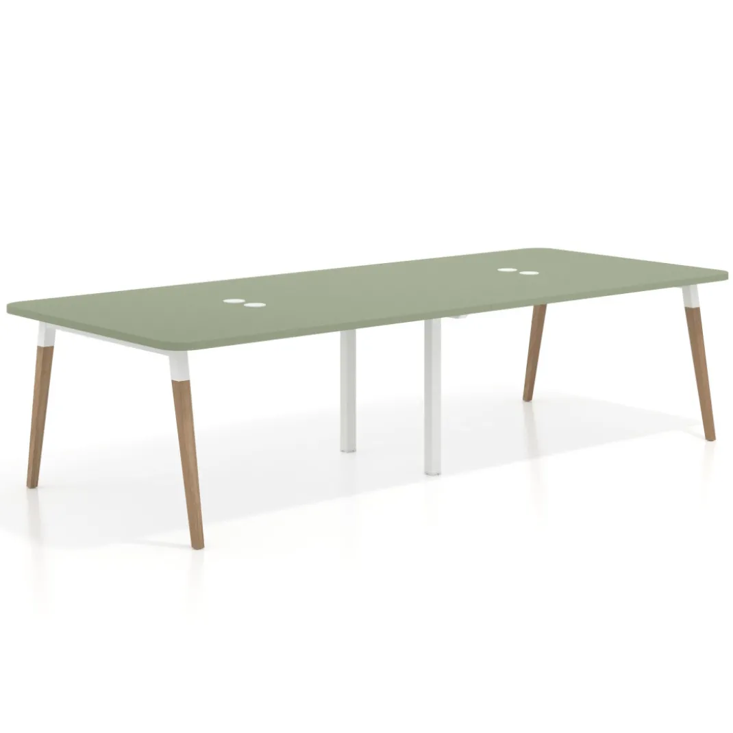 Mesa para reuniones Arki doble con fondo 126 cm, coworking, sobre curvo
