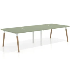 Mesa para reuniones Arki doble con fondo 126 cm, coworking, sobre curvo