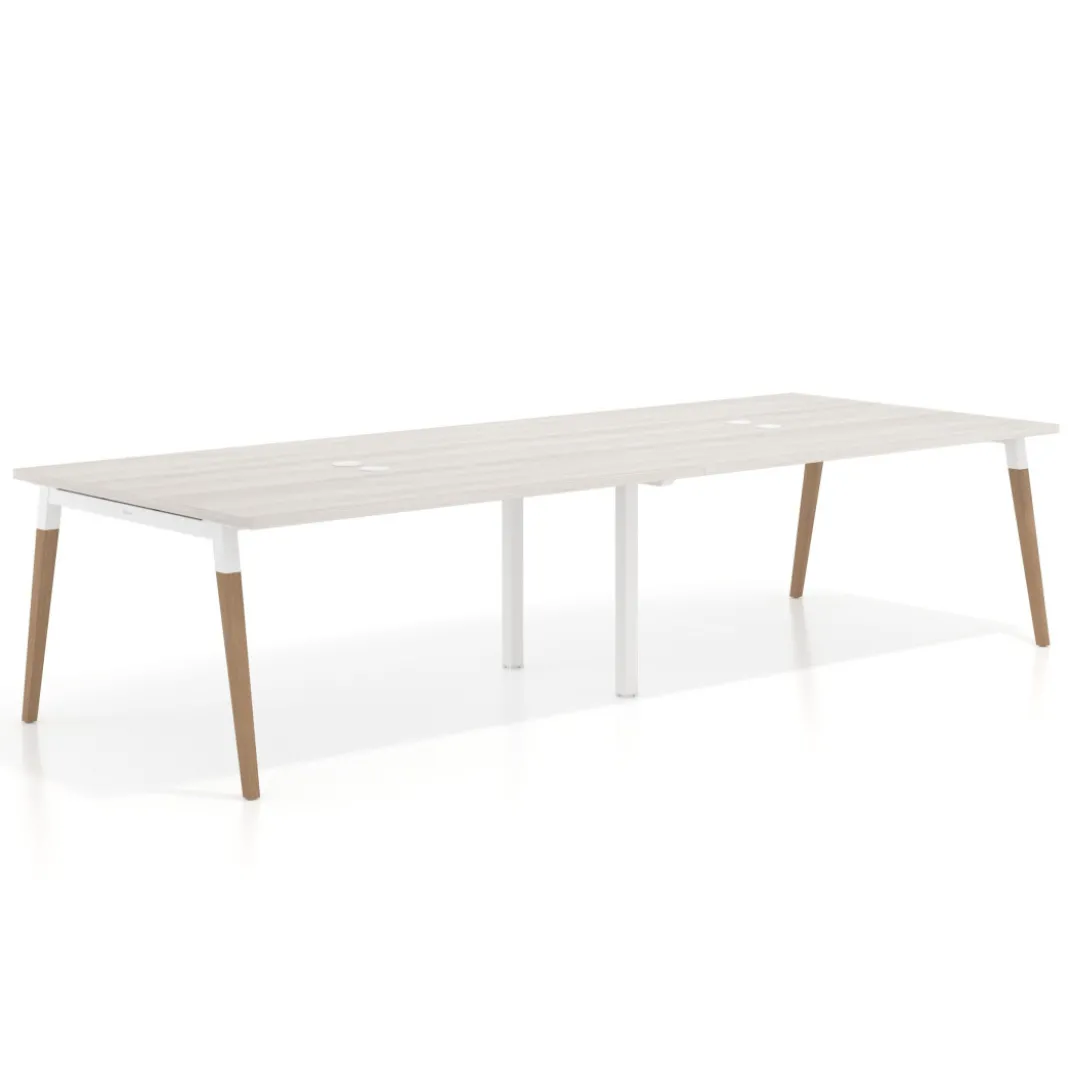 Mesa para reuniones Arki doble con fondo 126 cm, coworking, sobre recto
