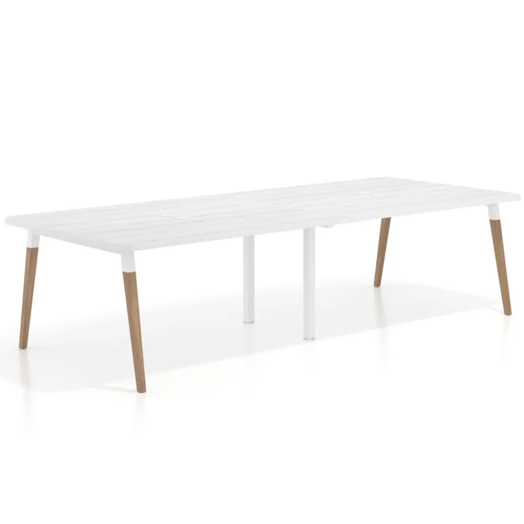 Mesa para reuniones Arki doble con fondo 126 cm, coworking, sobre curvo