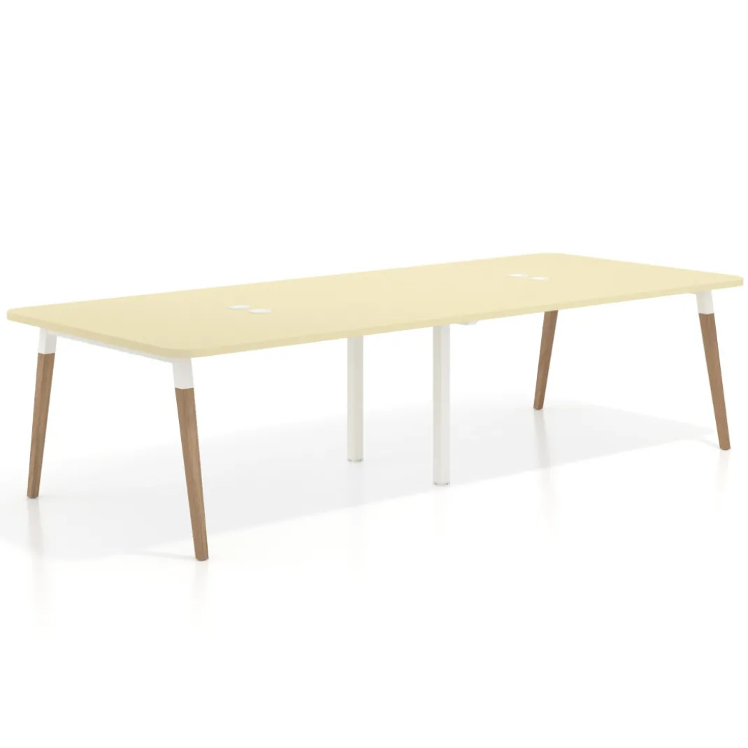 Mesa para reuniones Arki doble con fondo 126 cm, coworking, sobre curvo