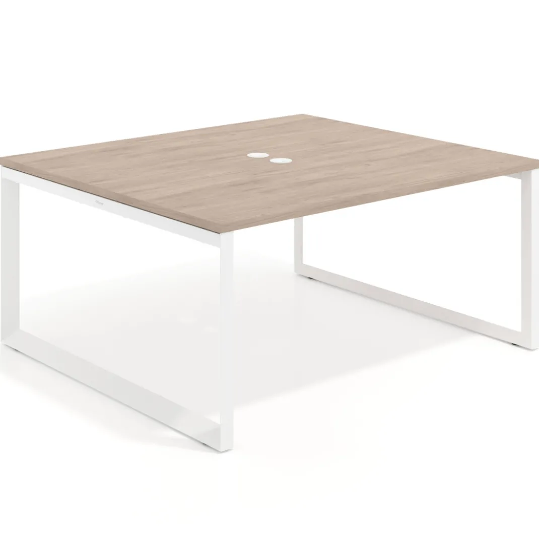 Mesa para reuniones rectangular fondo 142 cm, estructura blanca