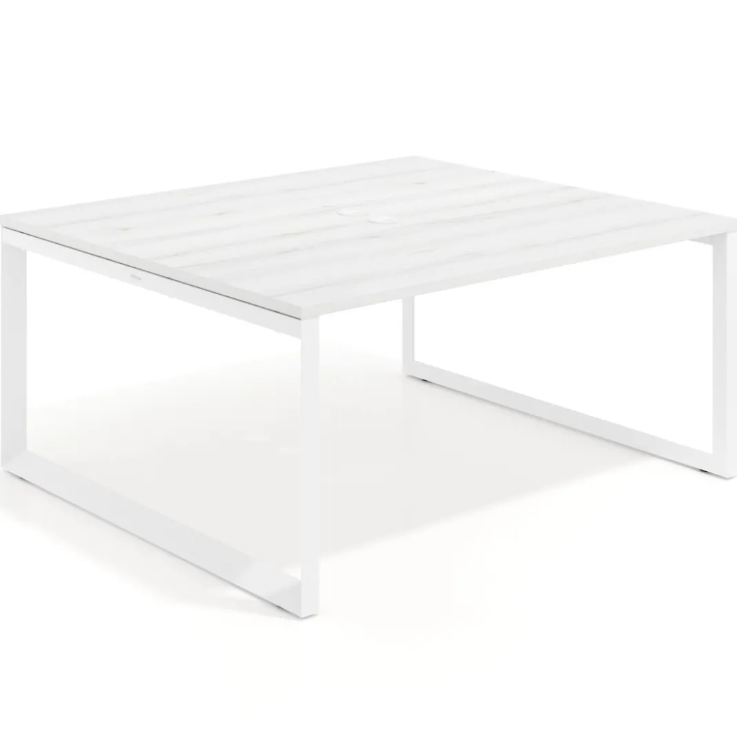 Mesa para reuniones rectangular fondo 142 cm, estructura blanca