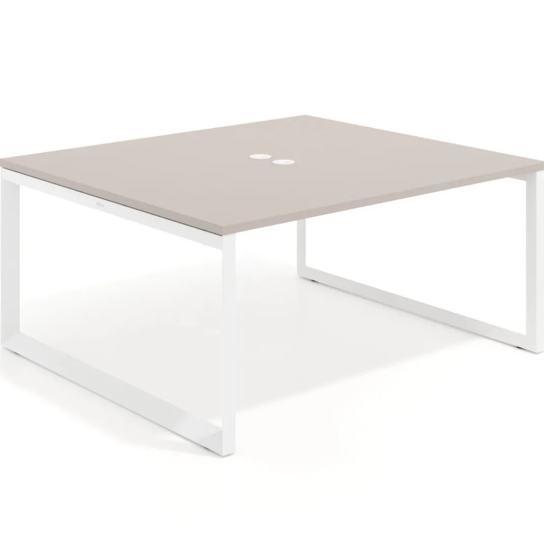 Mesa para reuniones rectangular fondo 142 cm, estructura blanca