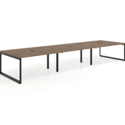 Mesa para reuniones rectangular triple, fondo 142 cm, estructura negra