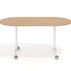 Mesa plegable pivot ovalada estructura blanco, canto 16cm