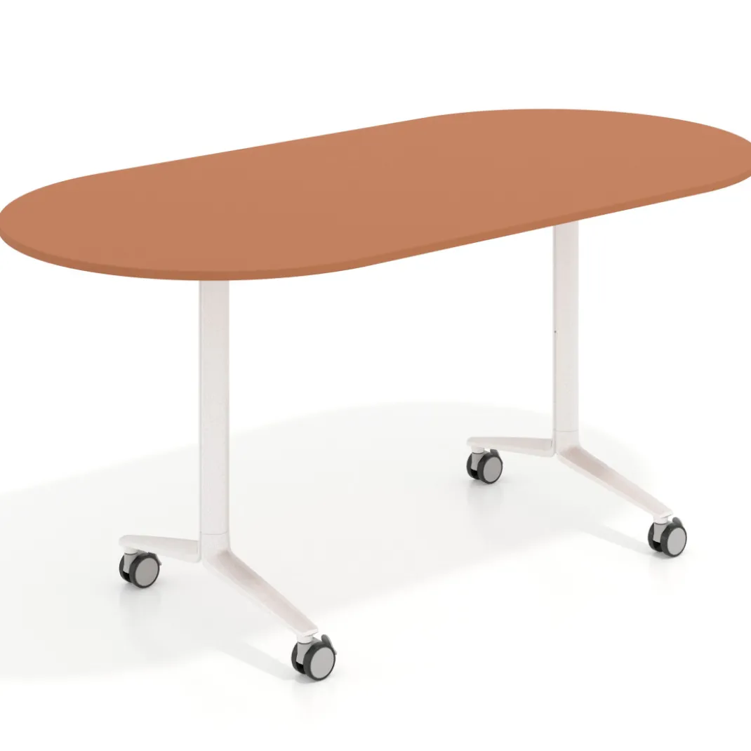 Mesa plegable pivot ovalada estructura blanco, canto 16cm