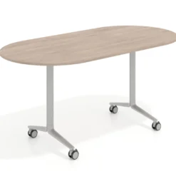 Mesa plegable pivot ovalada estructura aluminio, canto 16cm