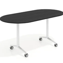 Mesa plegable pivot ovalada estructura blanco, canto 16cm