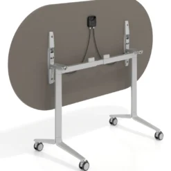 Mesa plegable pivot ovalada estructura aluminio, canto 30cm