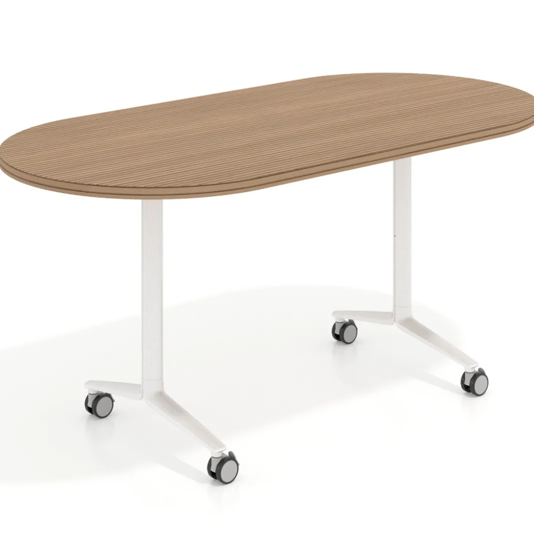 Mesa plegable pivot ovalada estructura blanco, canto 30cm
