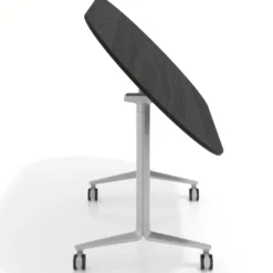 Mesa plegable pivot ovalada estructura aluminio, canto 16cm