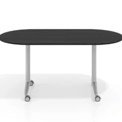 Mesa plegable pivot ovalada estructura aluminio, canto 16cm