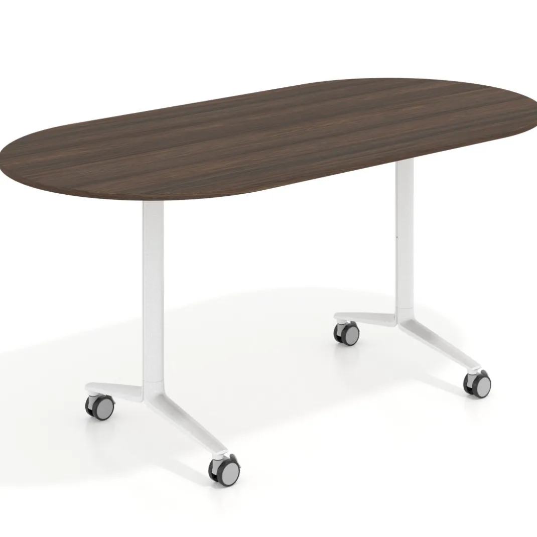 Mesa plegable pivot ovalada estructura blanco, canto 16cm