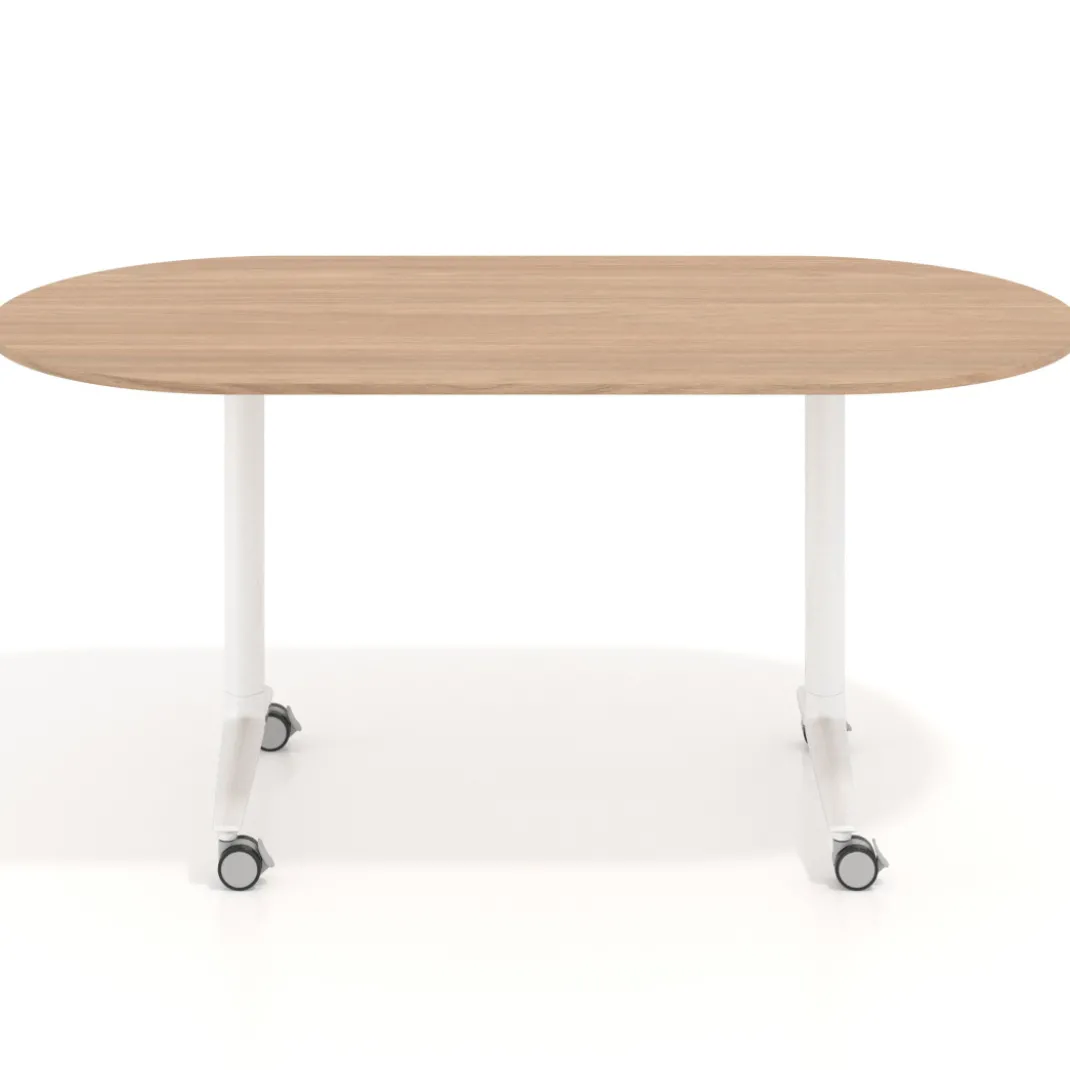 Mesa plegable pivot ovalada estructura blanco, canto 16cm