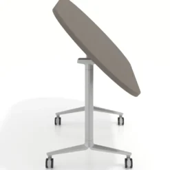 Mesa plegable pivot ovalada estructura aluminio, canto 30cm