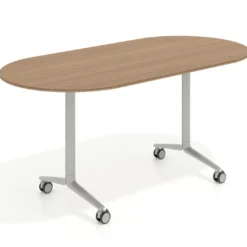 Mesa plegable pivot ovalada estructura aluminio, canto 16cm