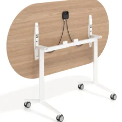 Mesa plegable pivot ovalada estructura blanco, canto 16cm