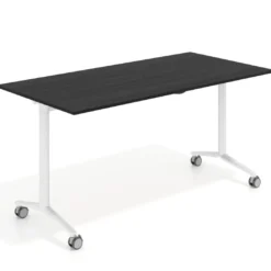 Mesa plegable pivot rectangular, estructura blanca, canto 16cm