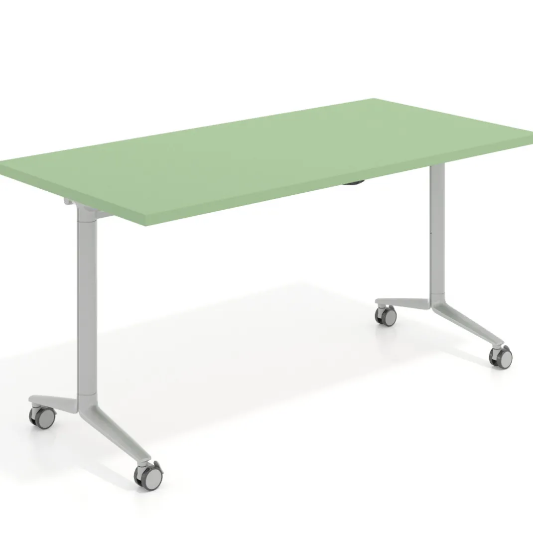 Mesa plegable pivot rectangular, estructura aluminio, canto 30cm