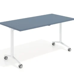 Mesa plegable pivot rectangular, estructura blanca, canto 30cm