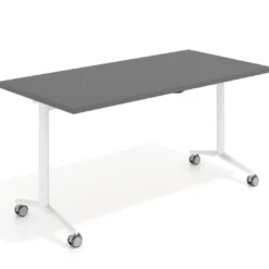 Mesa plegable pivot rectangular, estructura blanca, canto 30cm