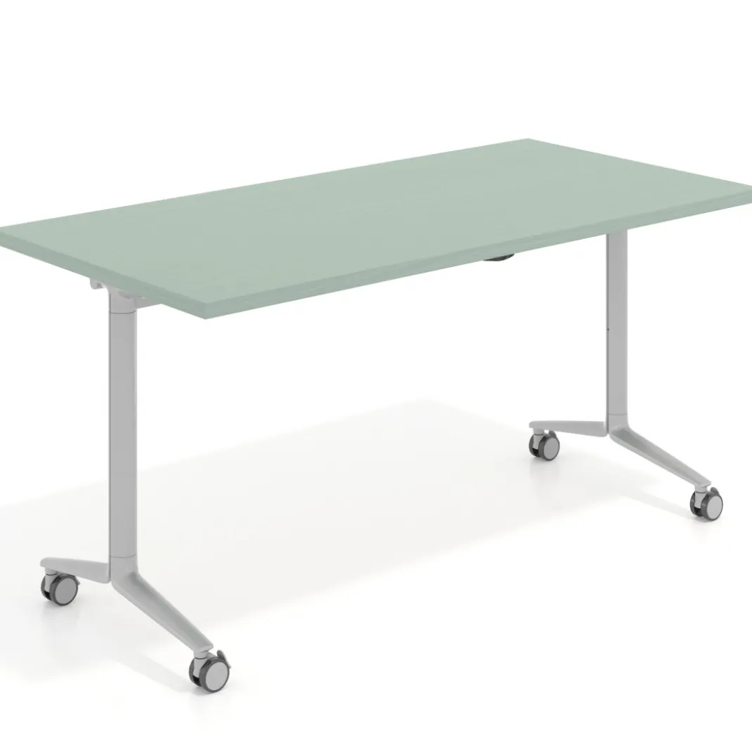 Mesa plegable pivot rectangular, estructura aluminio, canto 30cm