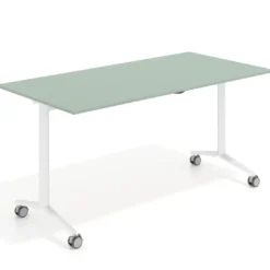 Mesa plegable pivot rectangular, estructura blanca, canto 16cm