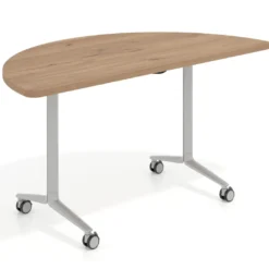 Mesa plegable pivot semicírculo estructura aluminio, canto 30cm
