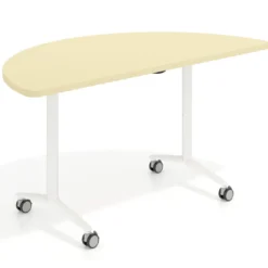 Mesa plegable pivot semicírculo estructura blanco, canto 30cm