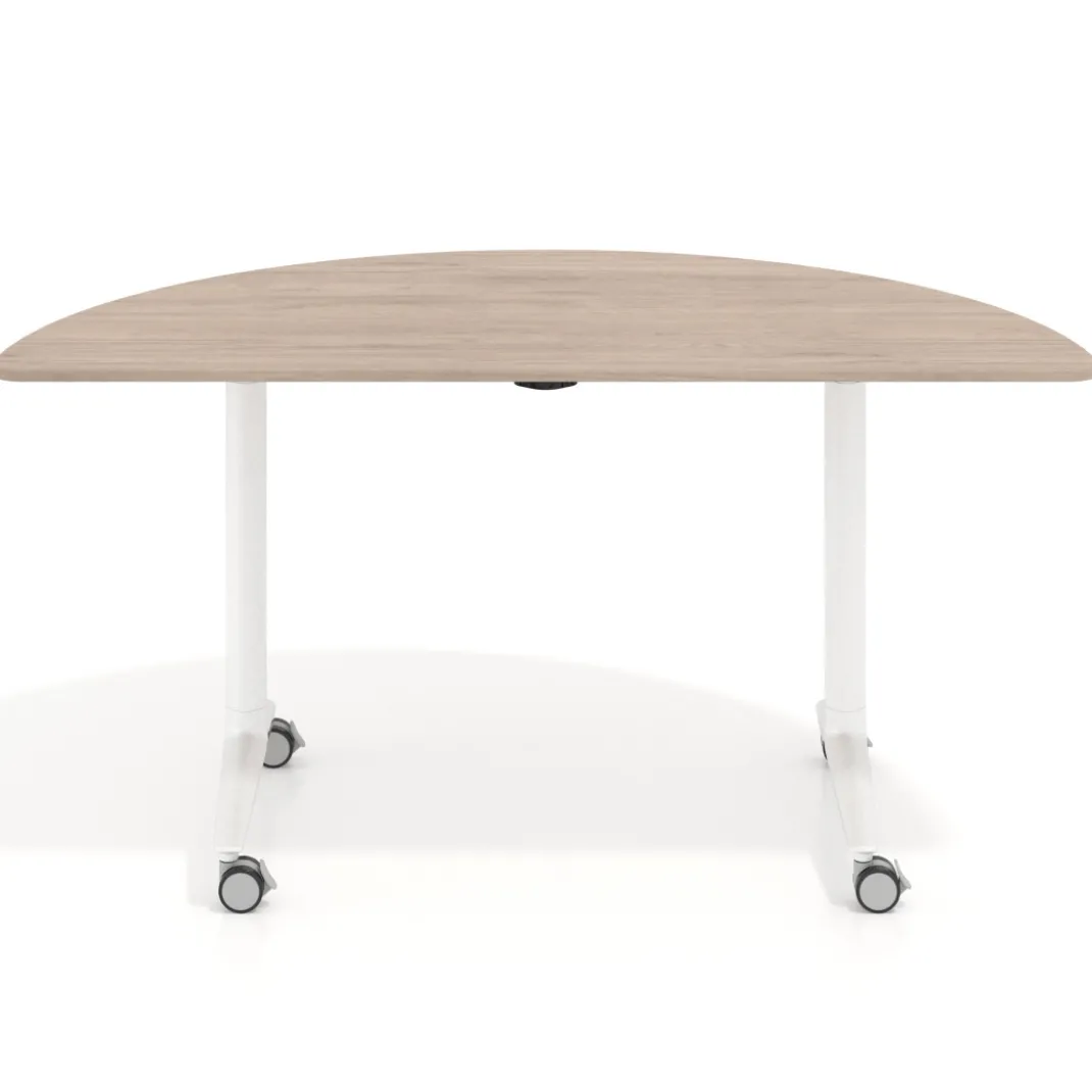 Mesa plegable pivot semicírculo estructura blanco, canto 16cm