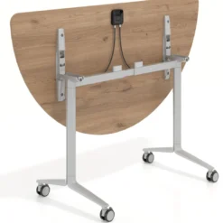 Mesa plegable pivot semicírculo estructura aluminio, canto 16cm