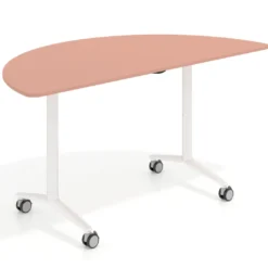 Mesa plegable pivot semicírculo estructura blanco, canto 16cm