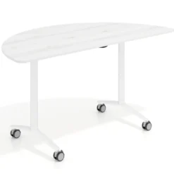 Mesa plegable pivot semicírculo estructura blanco, canto 16cm