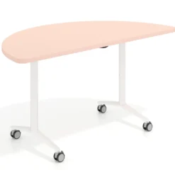Mesa plegable pivot semicírculo estructura blanco, canto 30cm