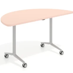 Mesa plegable pivot semicírculo estructura aluminio, canto 30cm