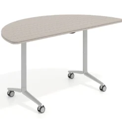Mesa plegable pivot semicírculo estructura aluminio, canto 30cm