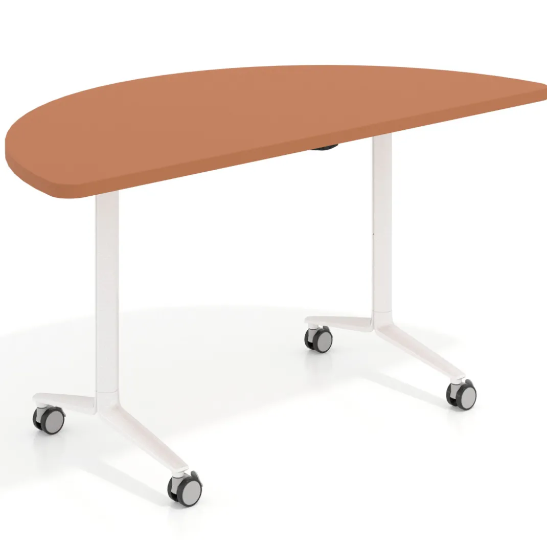 Mesa plegable pivot semicírculo estructura blanco, canto 30cm