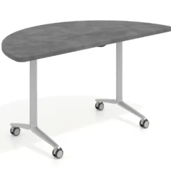 Mesa plegable pivot semicírculo estructura aluminio, canto 30cm
