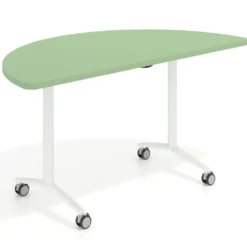 Mesa plegable pivot semicírculo estructura blanco, canto 30cm