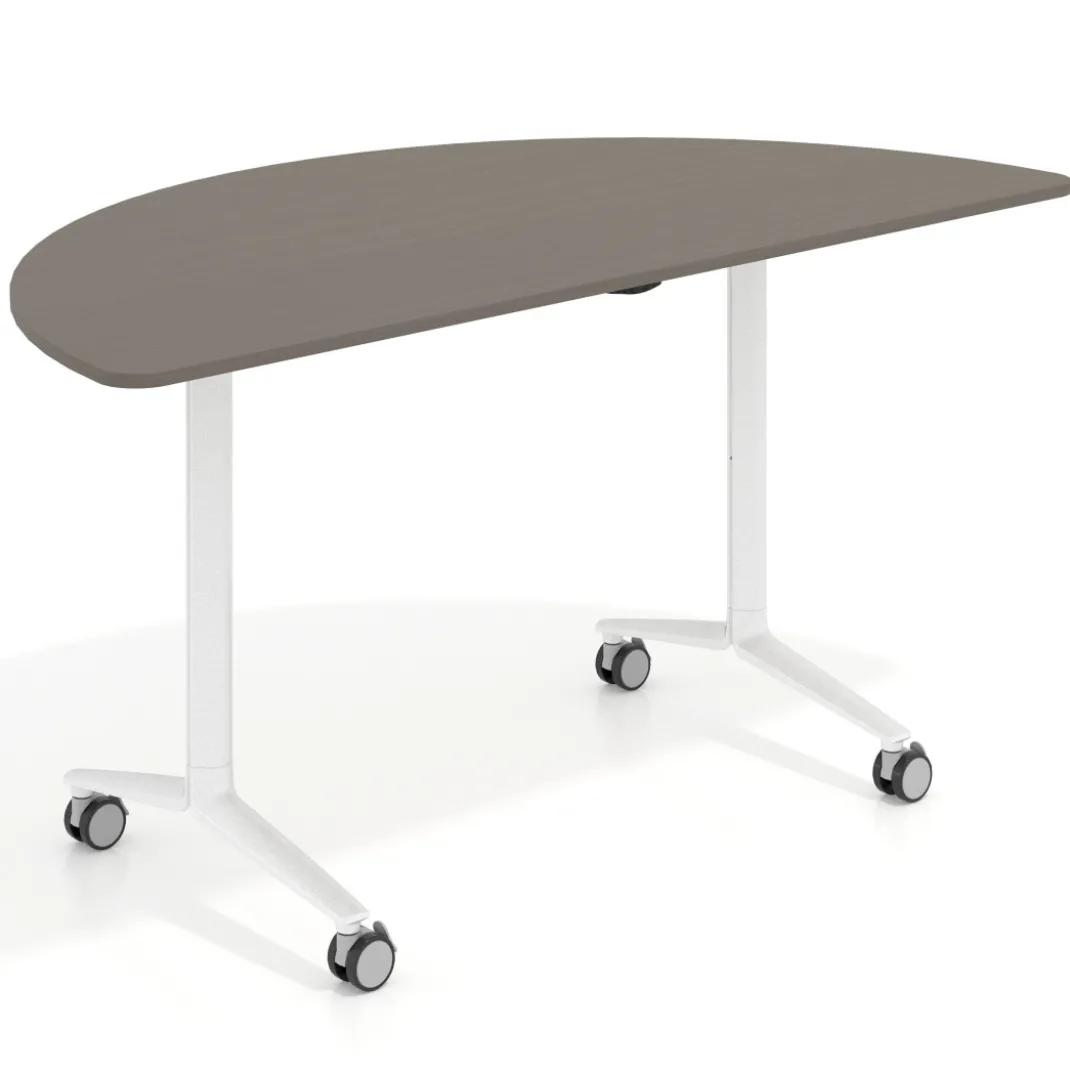 Mesa plegable pivot semicírculo estructura blanco, canto 16cm