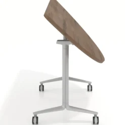 Mesa plegable pivot semicírculo estructura aluminio, canto 30cm