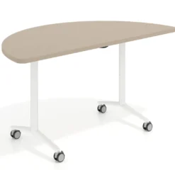 Mesa plegable pivot semicírculo estructura blanco, canto 30cm