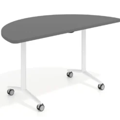 Mesa plegable pivot semicírculo estructura blanco, canto 30cm