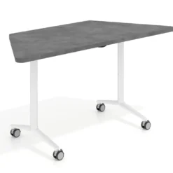 Mesa plegable pivot trapezoidal, estructura blanco, canto 30cm