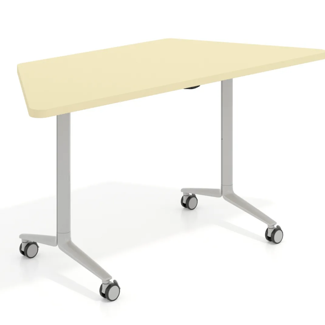 Mesa plegable pivot trapezoidal, estructura aluminio, canto 30cm