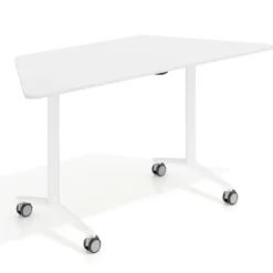 Mesa plegable pivot trapezoidal, estructura blanco, canto 16cm