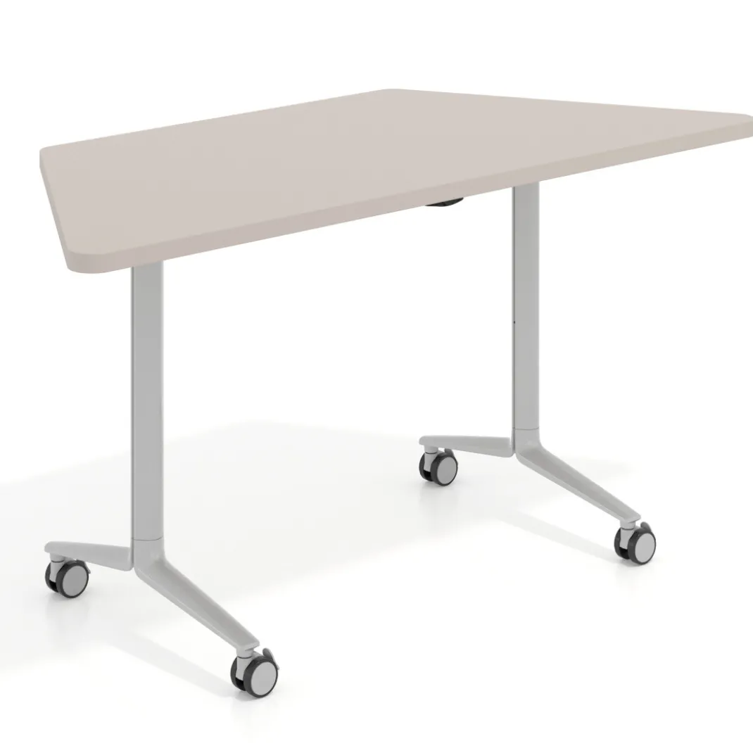 Mesa plegable pivot trapezoidal, estructura aluminio, canto 30cm
