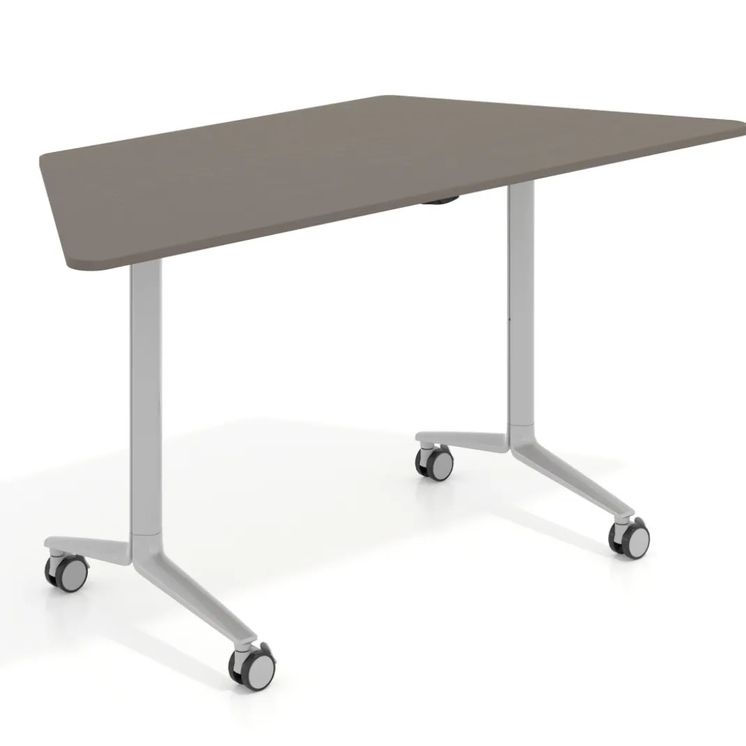 Mesa plegable pivot trapezoidal, estructura aluminio, canto 16cm