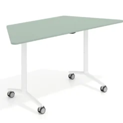 Mesa plegable pivot trapezoidal, estructura blanco, canto 16cm